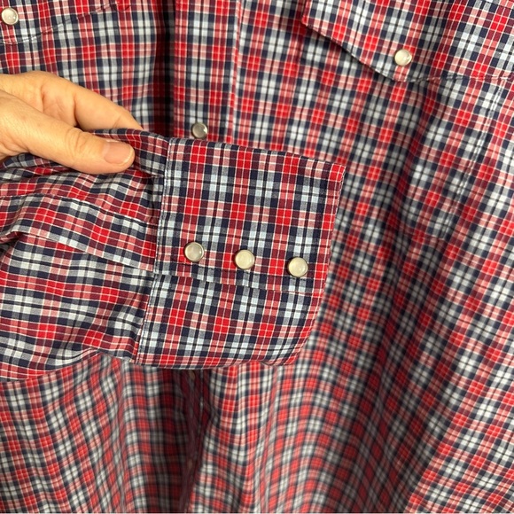 Wrangler 3X men's plaid button down, pearl snaps, cotton blend, western, fall - Picture 6 of 10